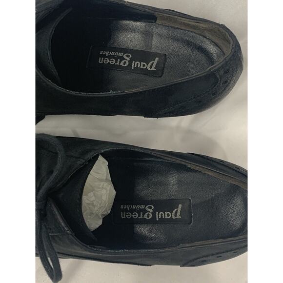 PAUL GREEN Kelsey Nubuck Wingtip Oxford Ankle Booties Pumps Chunky Heels 8 Black - Picture 5 of 14